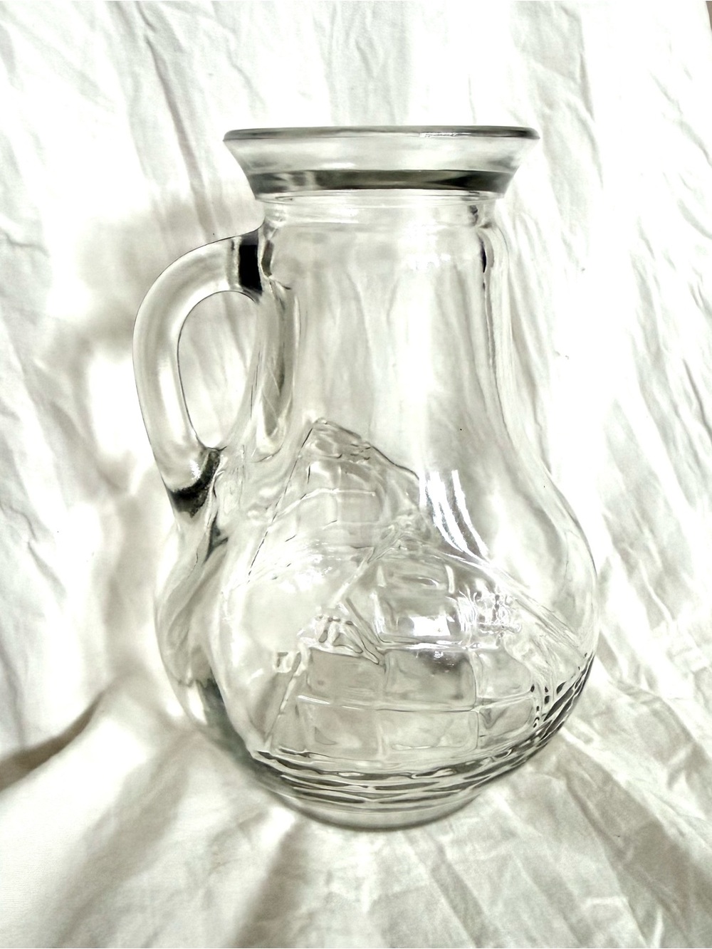 Clear Glass Pitcher with clipper ship